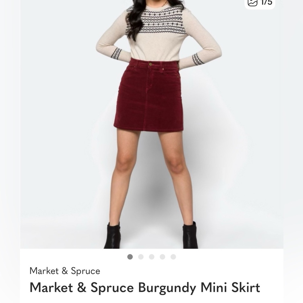 Market & Spruce Burgundy Corduroy Mini Skirt